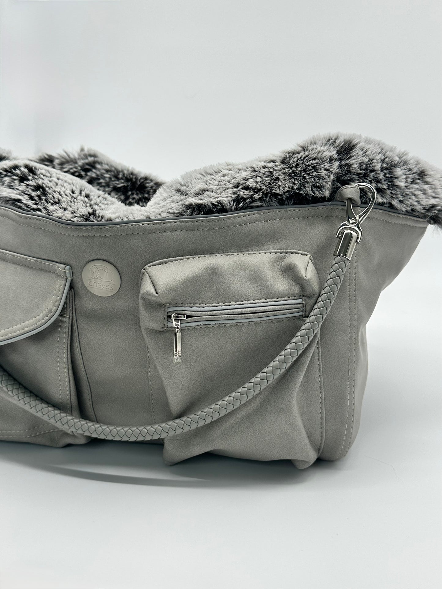 Hundetasche Weekender platingrey-iceblue, salt & pepper Inlay