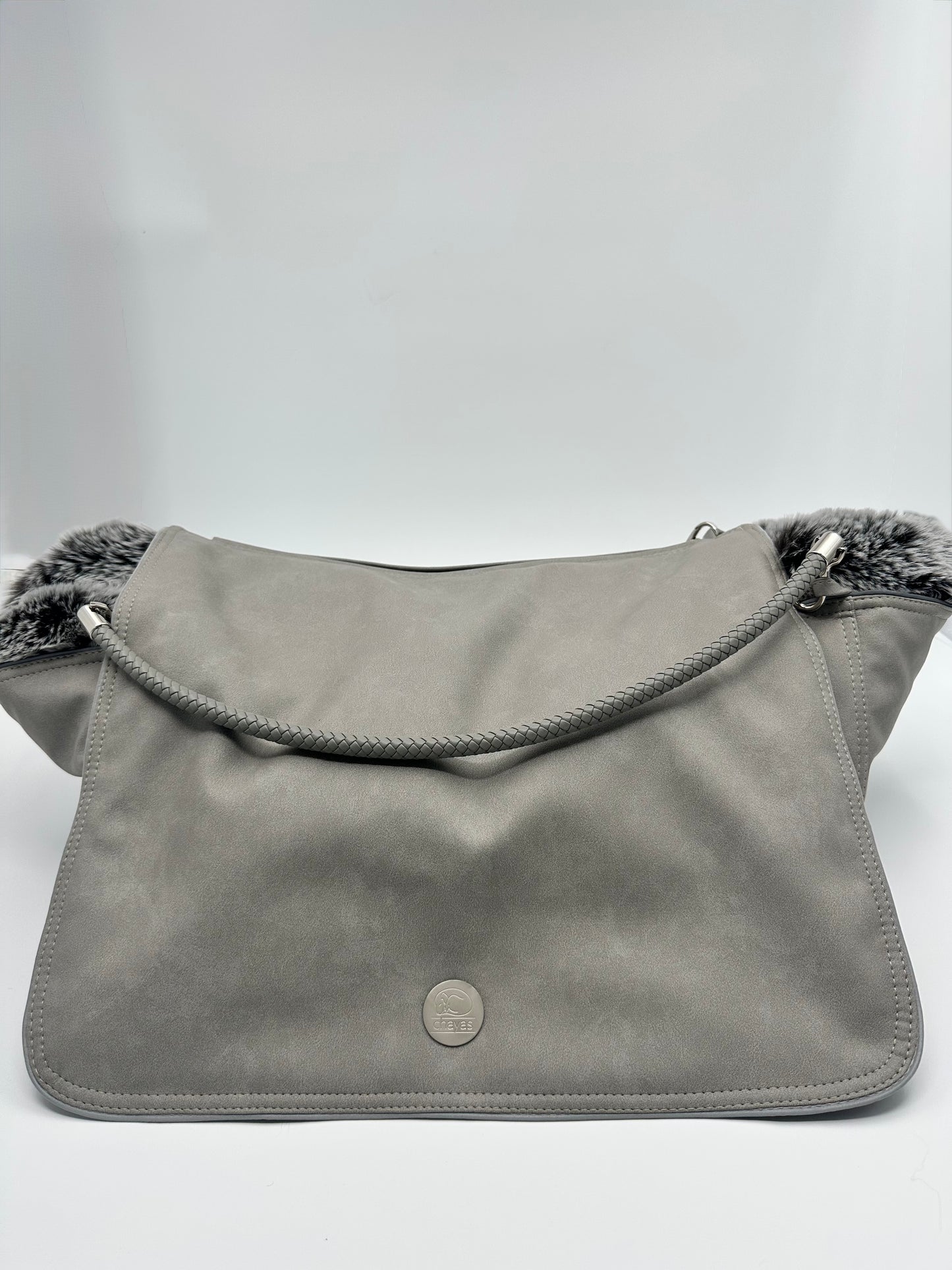 Hundetasche Weekender platingrey-iceblue, salt & pepper Inlay