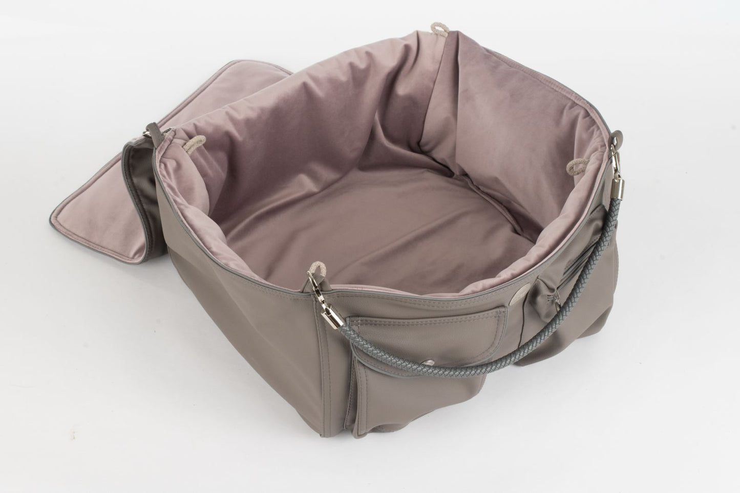 Hundetasche Weekender grey-darkrose, silver Inlay
