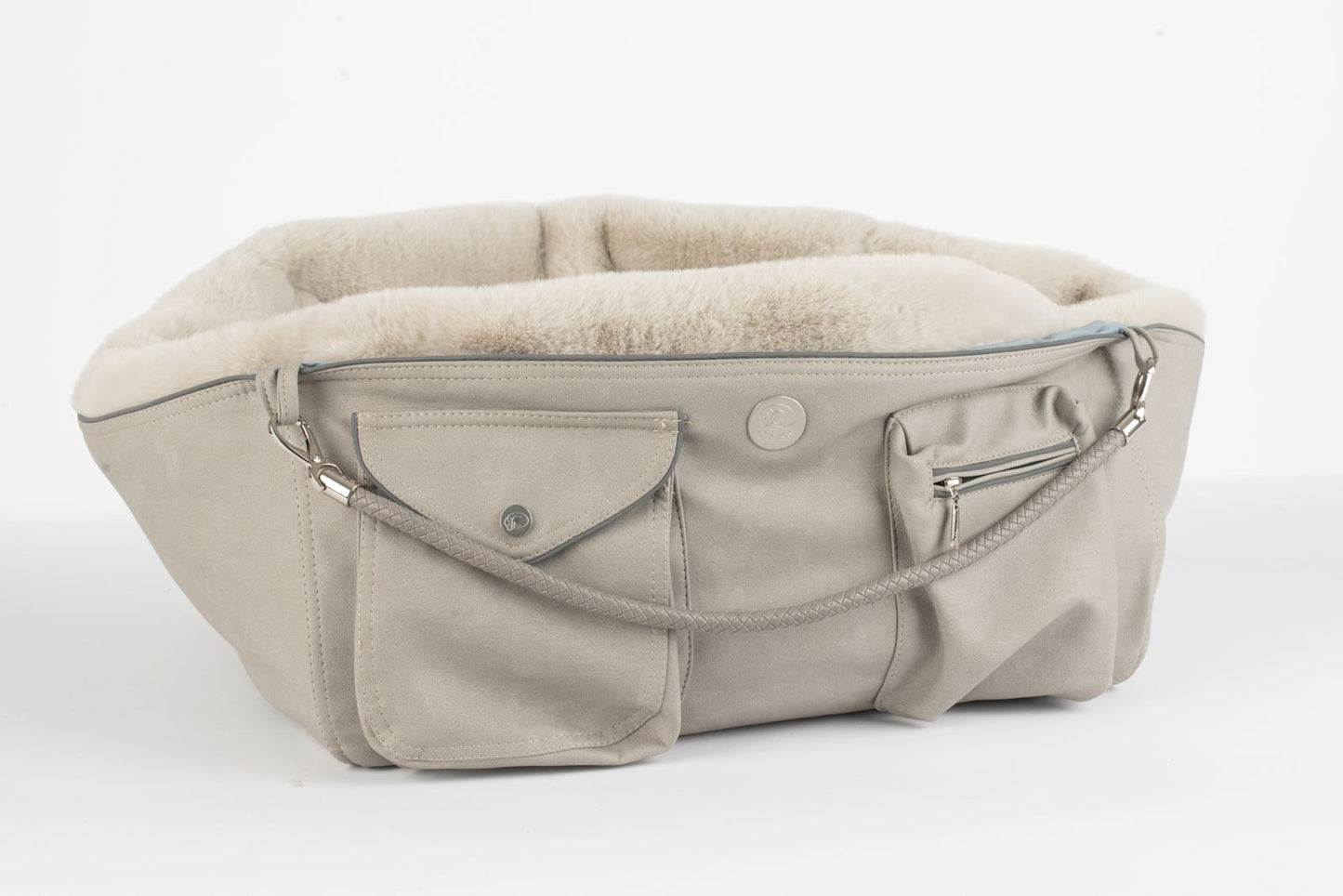 Hundetasche Weekender platingrey-wildberry, silver Inlay