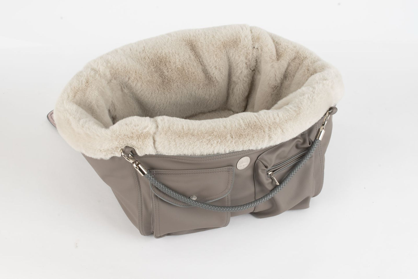 Hundetasche Weekender taupe-darkrose, silver Inlay