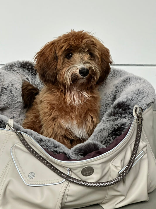 Hundetasche Weekender ice-dustyrose, salt & pepper Inlay
