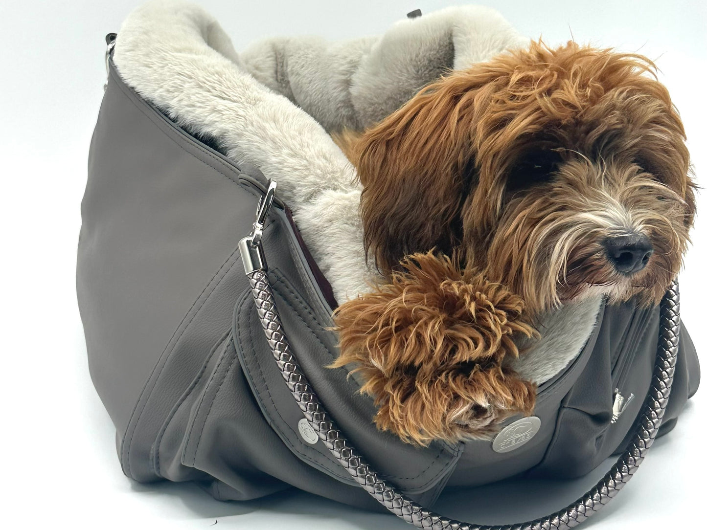 Hundetasche Weekender taupe-wildberry, silverstone Inlay
