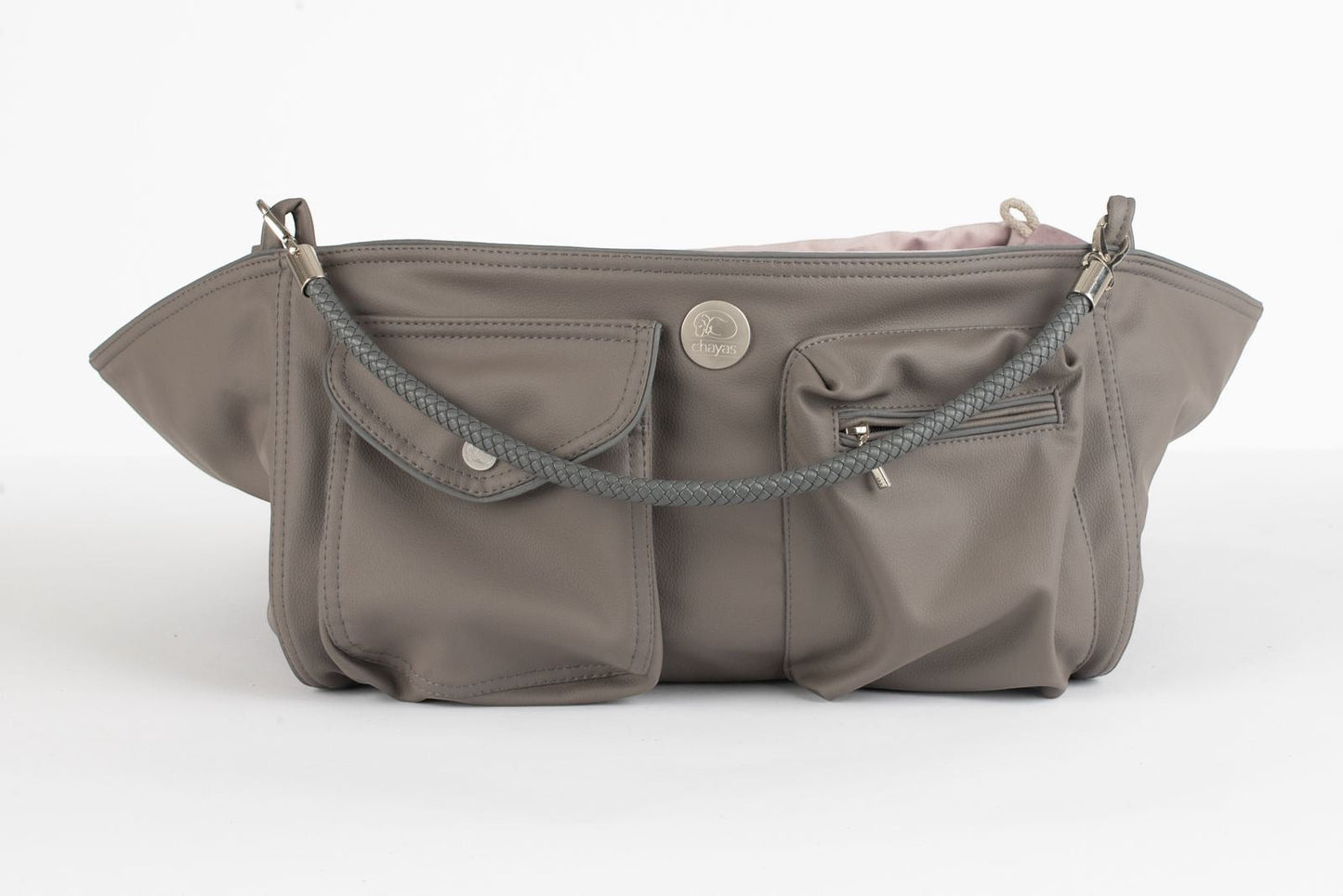Hundetasche Weekender grey-darkrose, silver Inlay