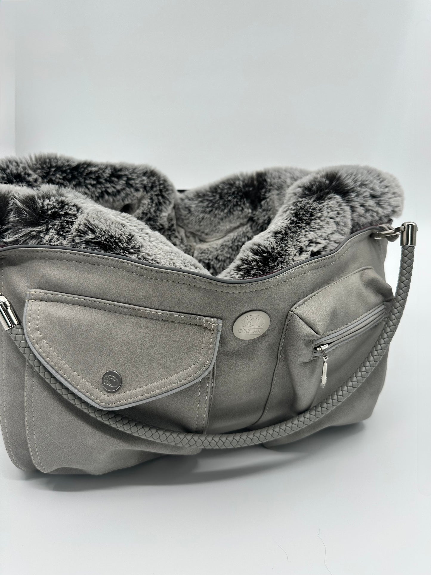 Hundetasche Weekender platingrey-iceblue, salt & pepper Inlay