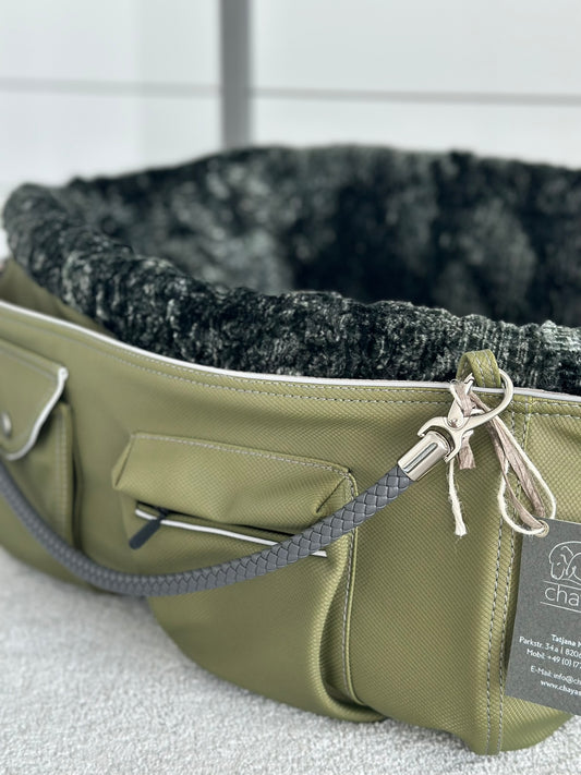 Bolsa de transporte para perros Weekender 4Seasons, verde musgo, M