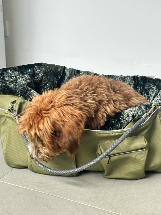 Bolsa de transporte para perros Weekender 4Seasons, verde musgo, M