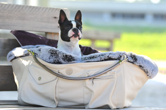 Hundetasche Weekender ice-dustyrose, salt & pepper Inlay