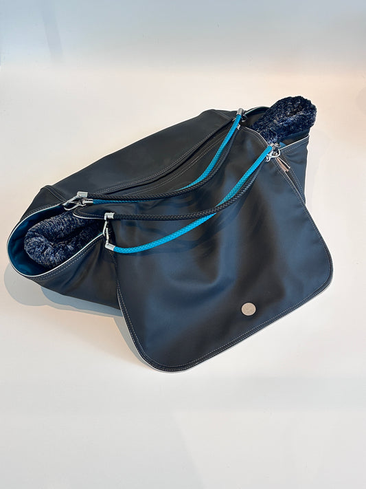 Bolsa de transporte para perros Weekender 4Seasons, negro turquesa, M