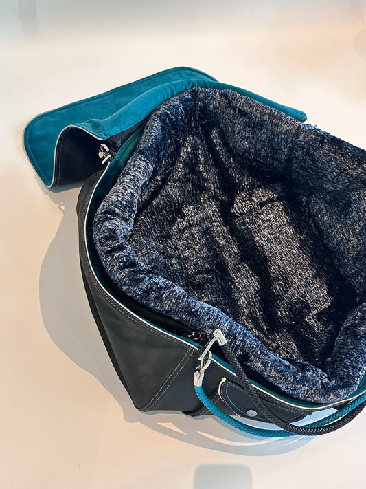 Bolsa de transporte para perros Weekender 4Seasons, negro turquesa, M