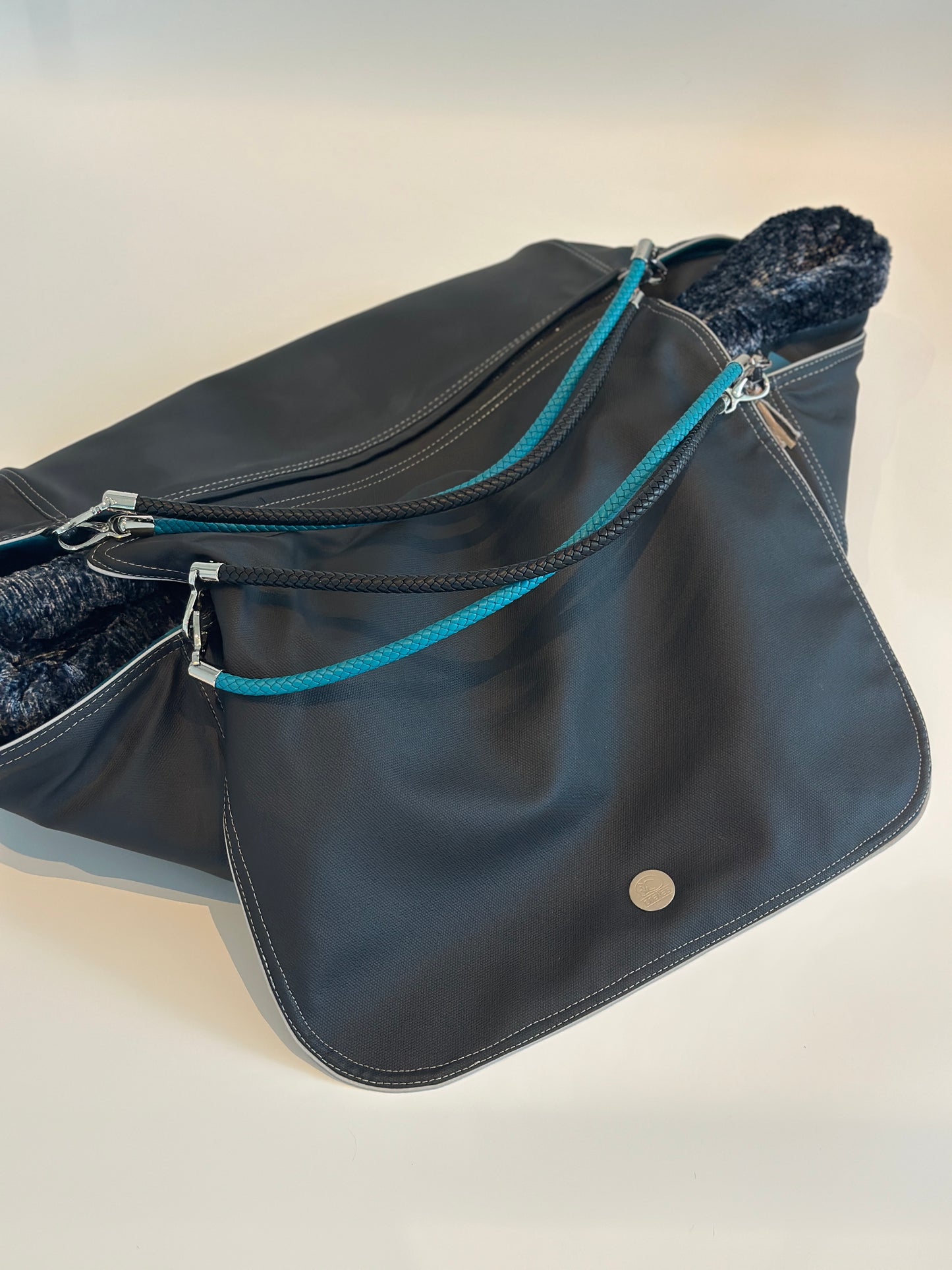 Bolsa de transporte para perros Weekender 4Seasons, negro turquesa, M