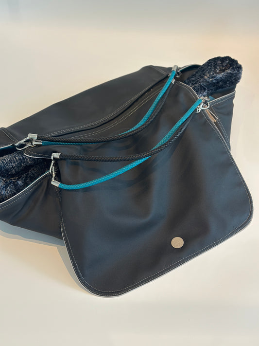 Bolsa de transporte para perros Weekender 4Seasons, negro turquesa, M