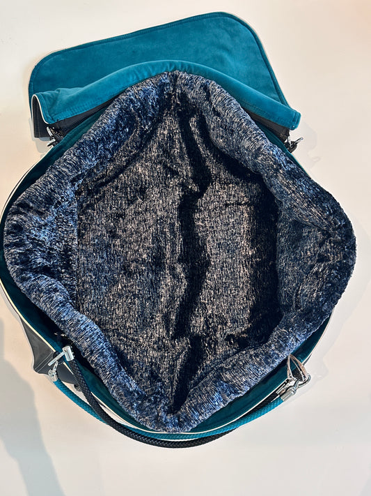 Bolsa de transporte para perros Weekender 4Seasons, negro turquesa, M