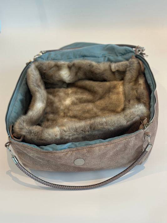 Bolso para perros Weekender 4Seasons, visón con correa cruzada para el hombro, M