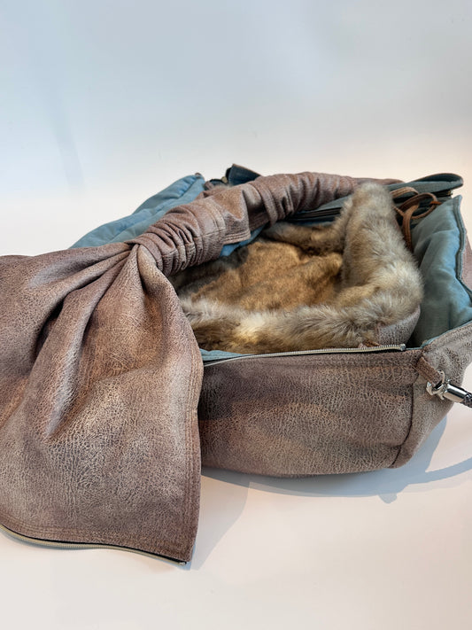 Bolso para perros Weekender 4Seasons, visón con correa cruzada para el hombro, M