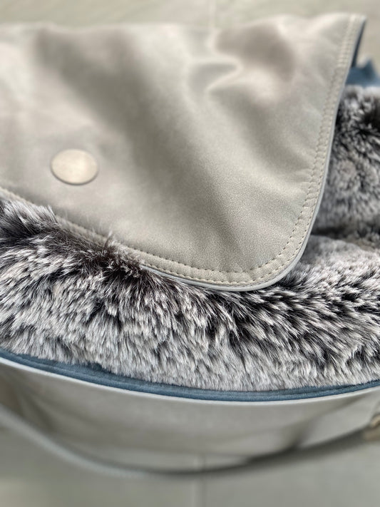Hundetasche Weekender platingrey-iceblue, salt & pepper Inlay